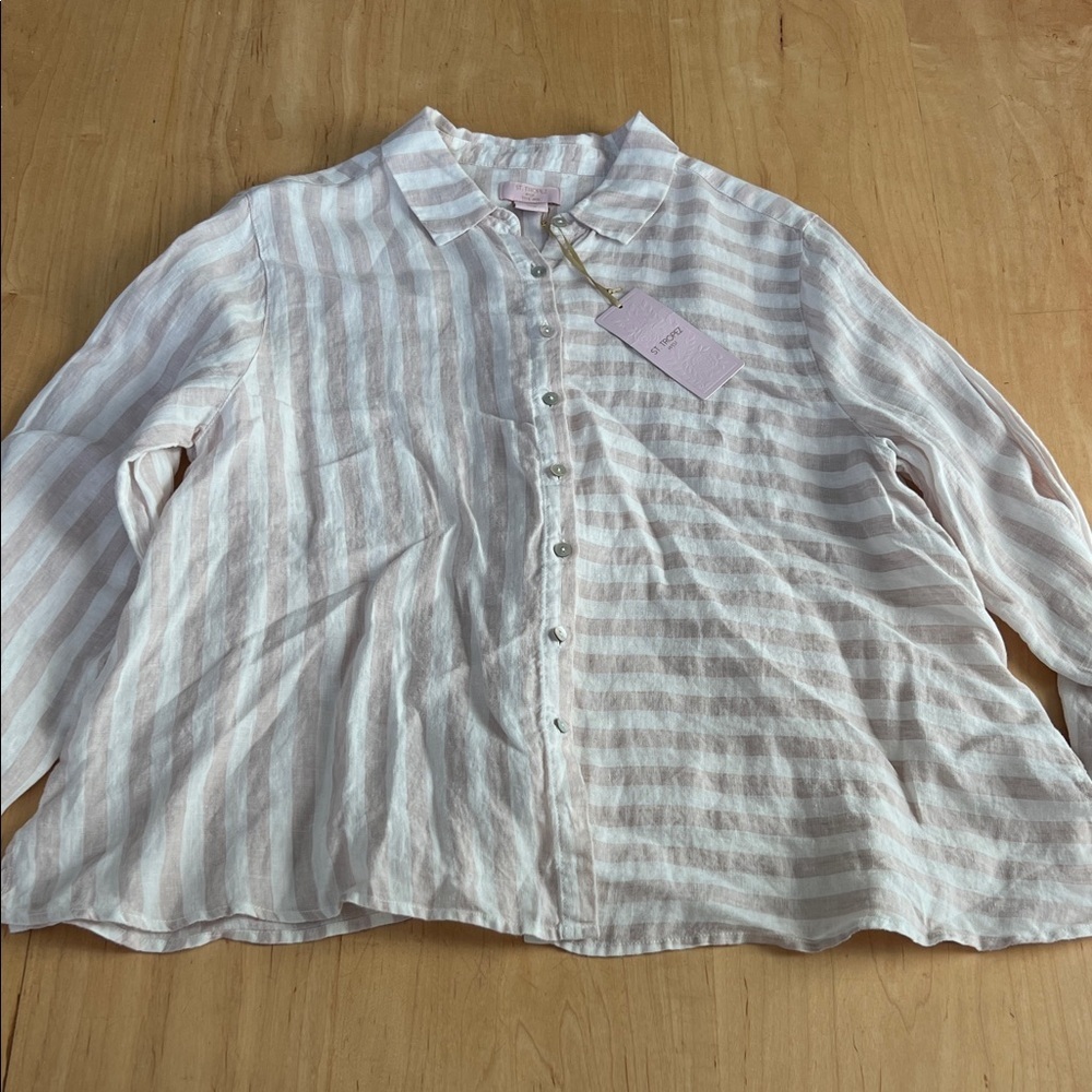 NWT St. Tropez Pink and White Striped Fabric